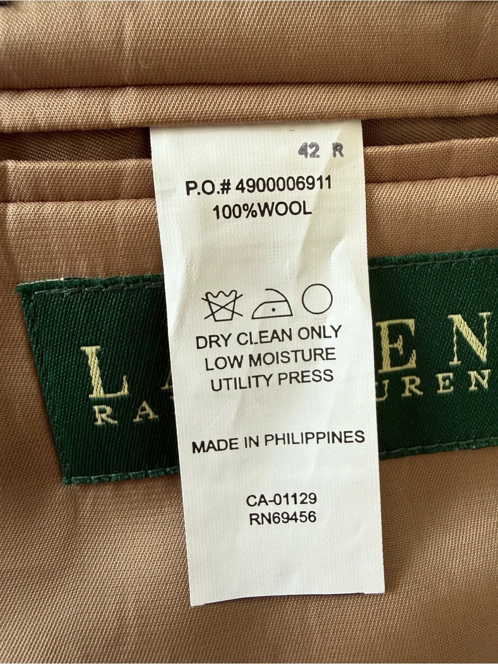 Vintage Lauren Ralph Lauren 42R Houndstooth 100% Wool Blazer Macy's Men's Store